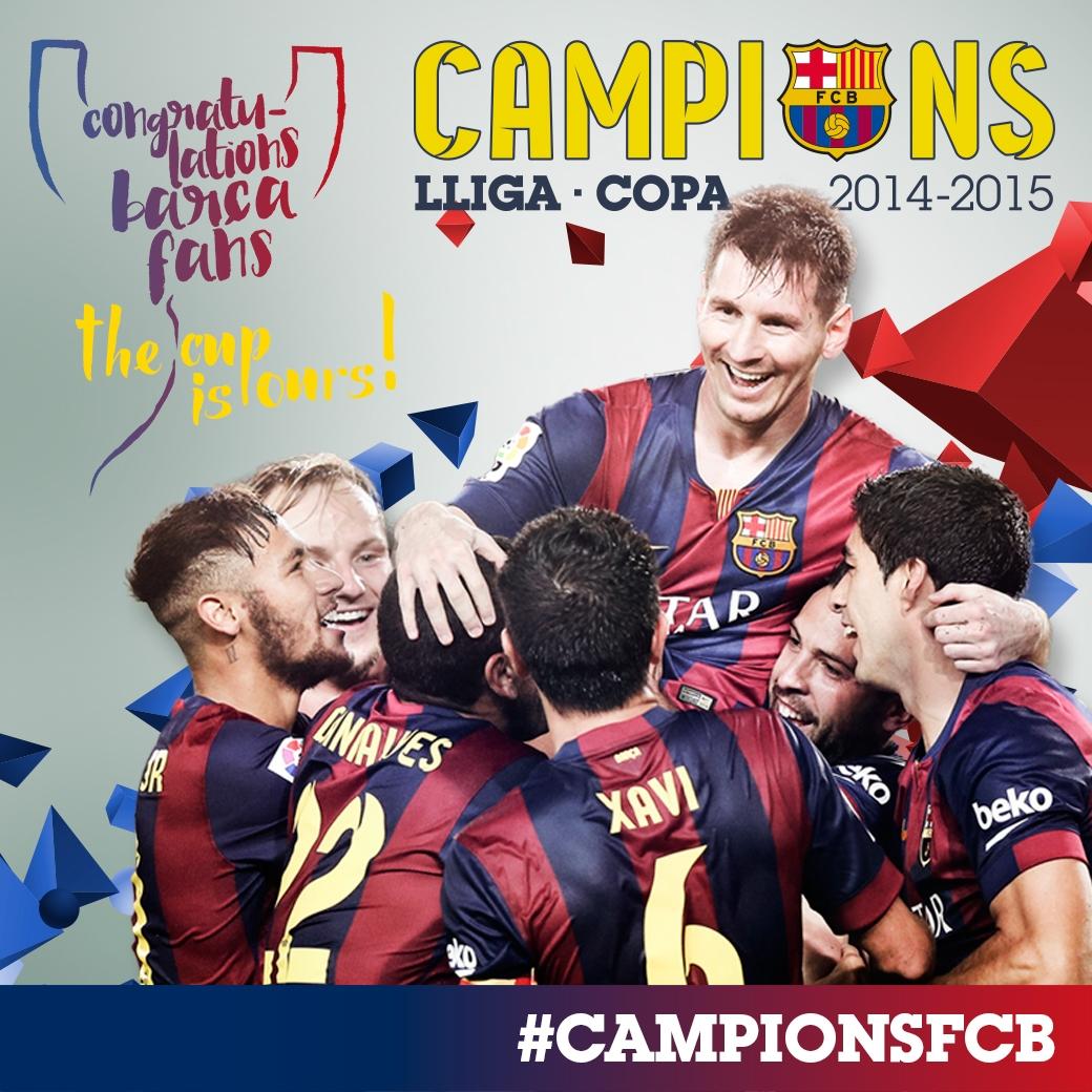 CULESUTama's tweet photo. Hola Cules, CAMPIONS LALIGA - COPA 2014-2015.

#ViscaBarcaiViscaCatalunya http://t.co/MtaVcVccKT