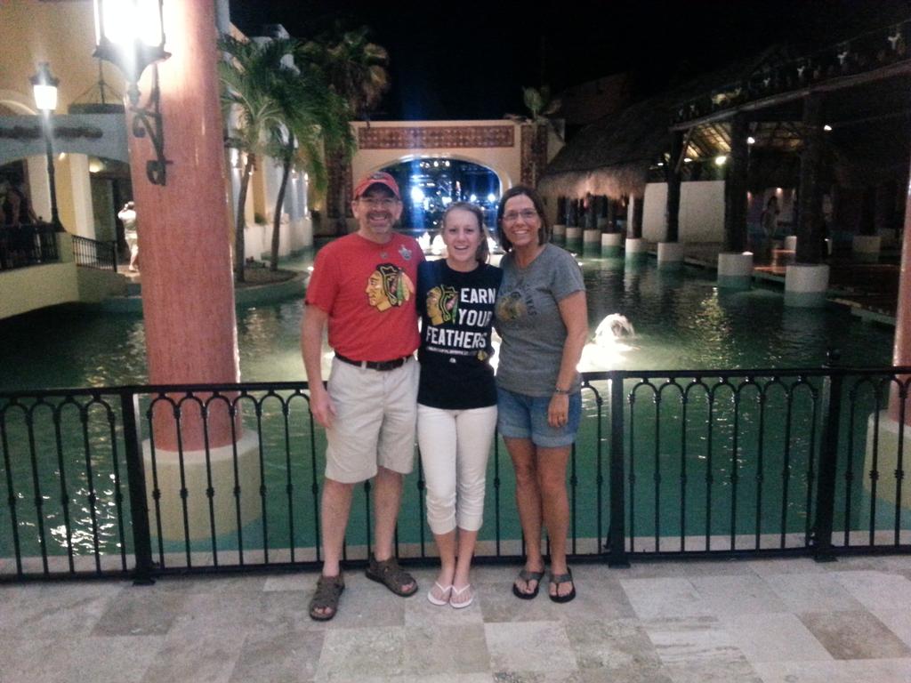 Celebrating Blackhawks Western Conference Finals win in Riviera Maya Mexico. Go Hawks!