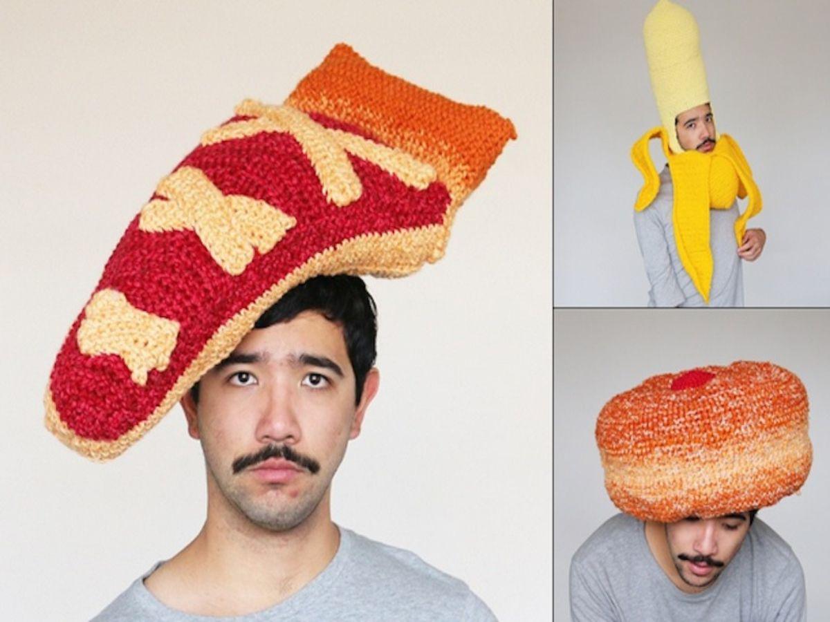 Eater's tweet image. Perfectly sane man crochets food head gear, becomes Instagram famous eater.com/2015/5/29/8687…