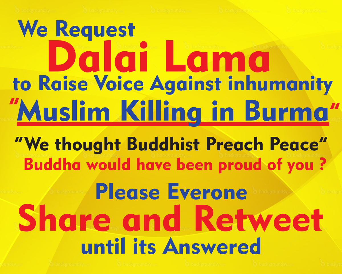LivingNoor's tweet photo. @DalaiLama Whom do you see Responsible for Killing of #Muslims in #Burma : We thought #Buddhist preached #peace http://t.co/sBnbYkHeIg