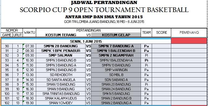 Scorpio_Bdg's tweet photo. jadwal scorpio cup 9 tanggal 1 Juni 2015 http://t.co/JG4IvQI9bR