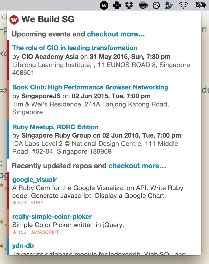 Our menubar app is now available for download 🎉github.com/webuildsg/osx/… Always be updated on the upcoming dev events!