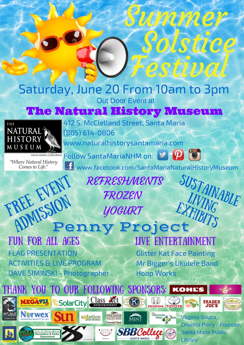 SantaMariaNHM's tweet photo. Come join us on June 20th 10am-3pm for Summer Solstice event at the Santa Maria Natural History Museum #free4everyone http://t.co/hR9fa1KUzt