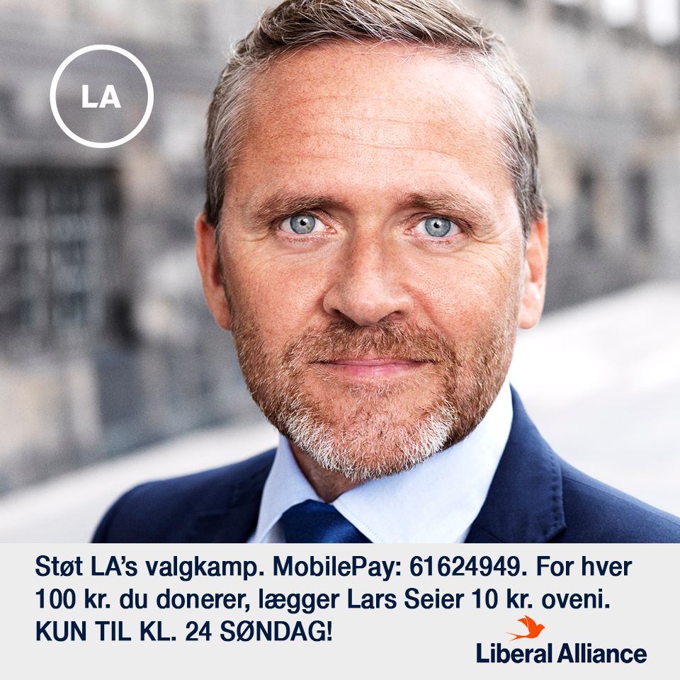 Lars Seier giver 10 kr. for hver 100 kr. du støtter os med på MobilePay: 61624949 on.fb.me/1d6Ivc2 #dkpol #fv15