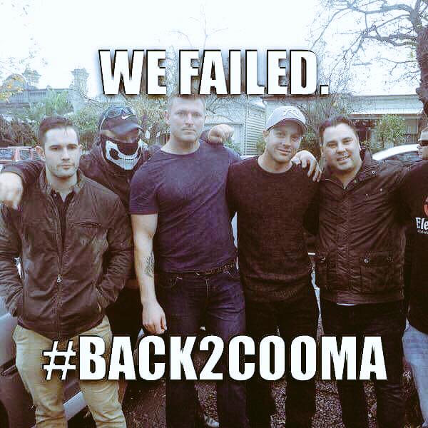 akaWACA's tweet photo. Catch ya later Patriots. You clearly are not welcome in Melbourne town. #BackToCooma #NoRoomForRacism http://t.co/SerlH38BPu
