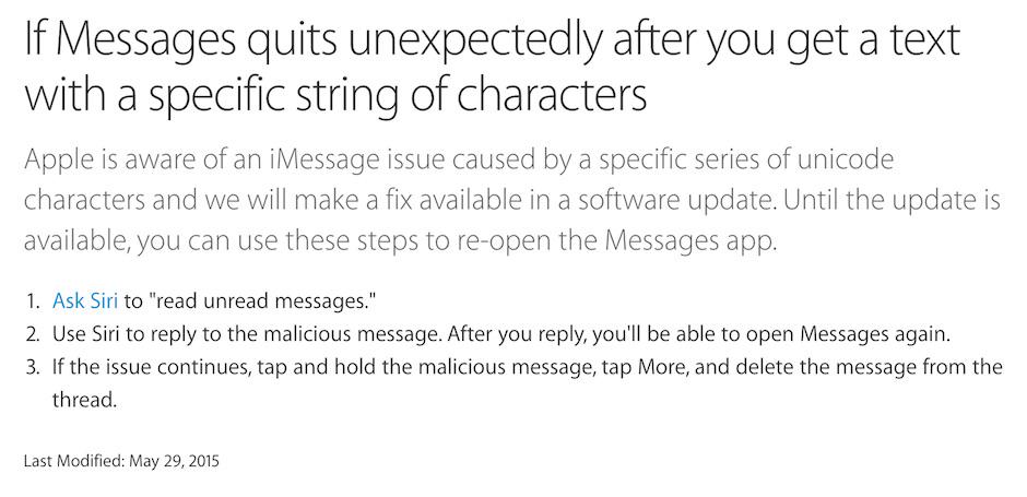 Informatica64's tweet photo. Seguridad Apple - Si te llega el iMessage de la "muerte" pide ayuda a Siri http://t.co/7c5z7Zhkaz #Apple #iMessage http://t.co/eSSwv5O5YS