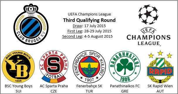 MichelFCBerix's tweet photo. The 5 possible opponents for #ClubBrugge in #UCL 3rd Qualifying Round http://t.co/52KQKuFJrN