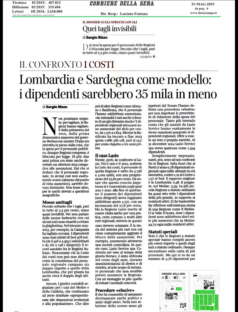 Se le Regioni facessero come <a href="/LombardiaOnLine/">Bridge Stonetyre</a> basterebbero 16038 dipendenti pubblici invece di 37490
@Corriereit 
ST