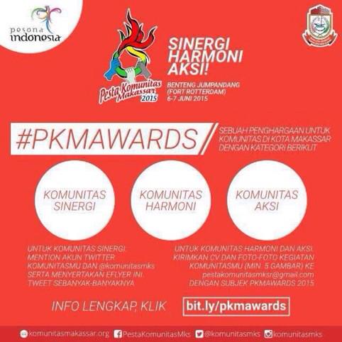 Support <a href="/SobatbudayaMKS/">SobatBudaya Makassar</a> berpartisipasi di #PKMAWARDS <a href="/KomunitasMks/">PestaKomunitasMks</a> mari ramaikan #PKM2015