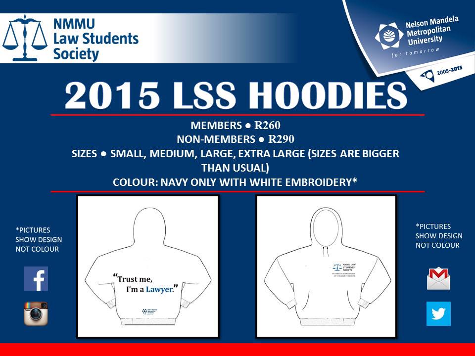 NMMU_LSS's tweet photo. 2015 LSS Hoodies for sale 😊

Email: nmmu.lss@gmail.com for order placement and purchasing details http://t.co/74IaisAsJQ