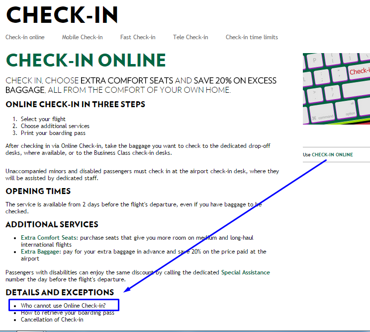 Alitalia Online Inchecken