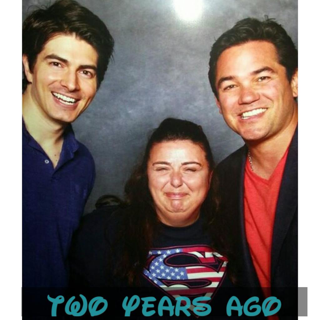 Two years ago I was between two Supermen.....@RealDeanCain @BrandonJRouth #cherishedmoment #superman