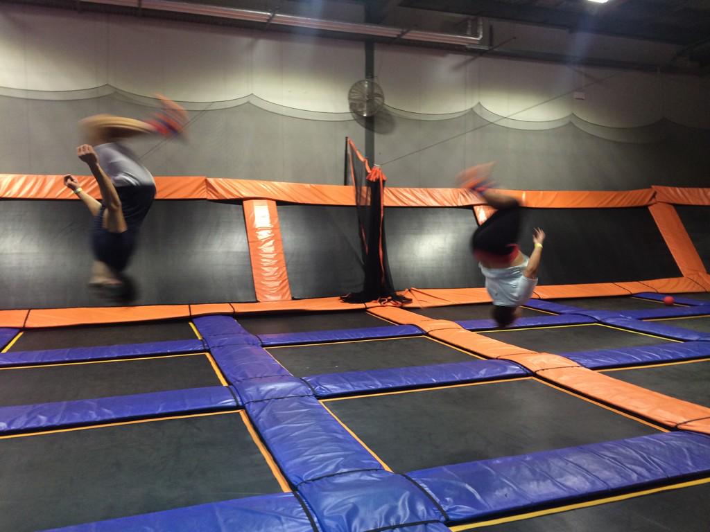 sharnimcd's tweet photo. Synchronised backflips with @CooperGeorge @skyzoneau Such a fun way to end the week #skyzoneau @mkm139 http://t.co/8uvourCWX6