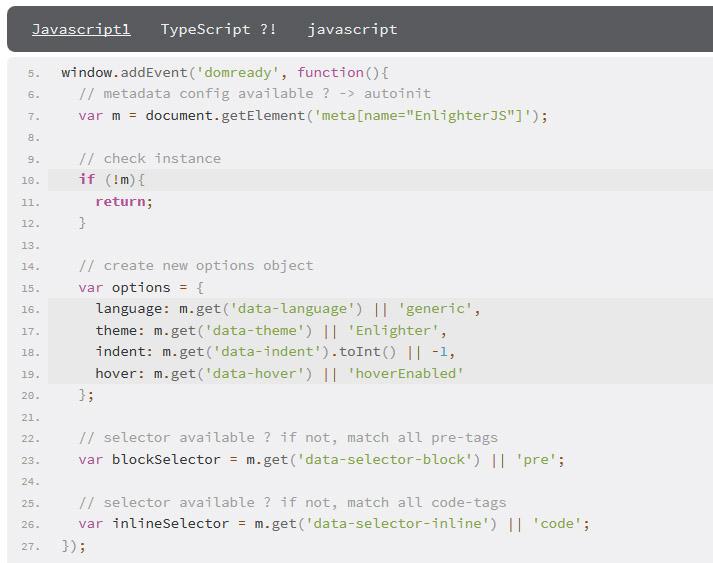 andidittrich's tweet image. &quot;MooTwo&quot; - New #EnlighterJS #Theme inspired by the #mootools website enlighterjs.andidittrich.de #javascript #css3
