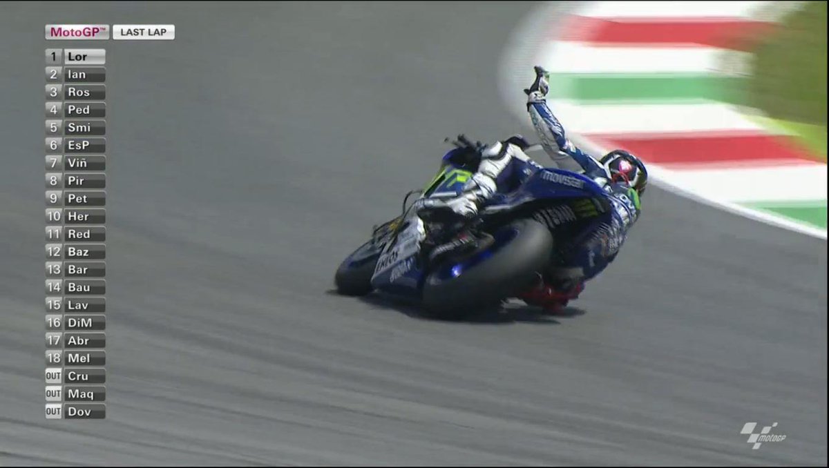 Sebelum melewati garis Finish.. Lorenzo dadah-dadah ke penonton... Selamat Buat <a href="/lorenzo99/">Jorge Lorenzo</a>