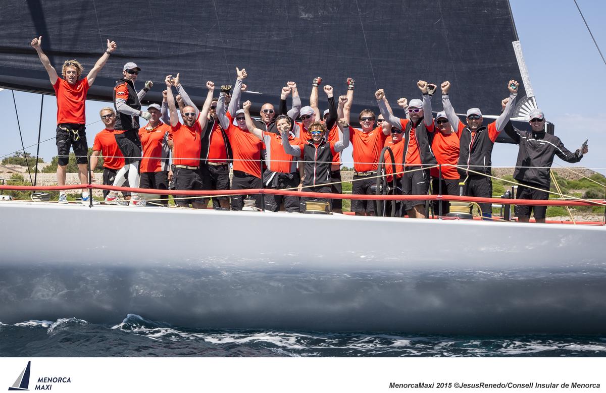 MenorcaMaxi's tweet photo. Happiness onboard #Momo! Congrats to the winners of the #MenorcaMaxi2015 in Maxi72 class http://t.co/99c079mi5f