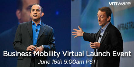 VMware's tweet photo. The announcements you've been waiting for, find out live with us. Register today. #vmwmobility http://t.co/RRL9BwdLzg http://t.co/LxCBmckezW