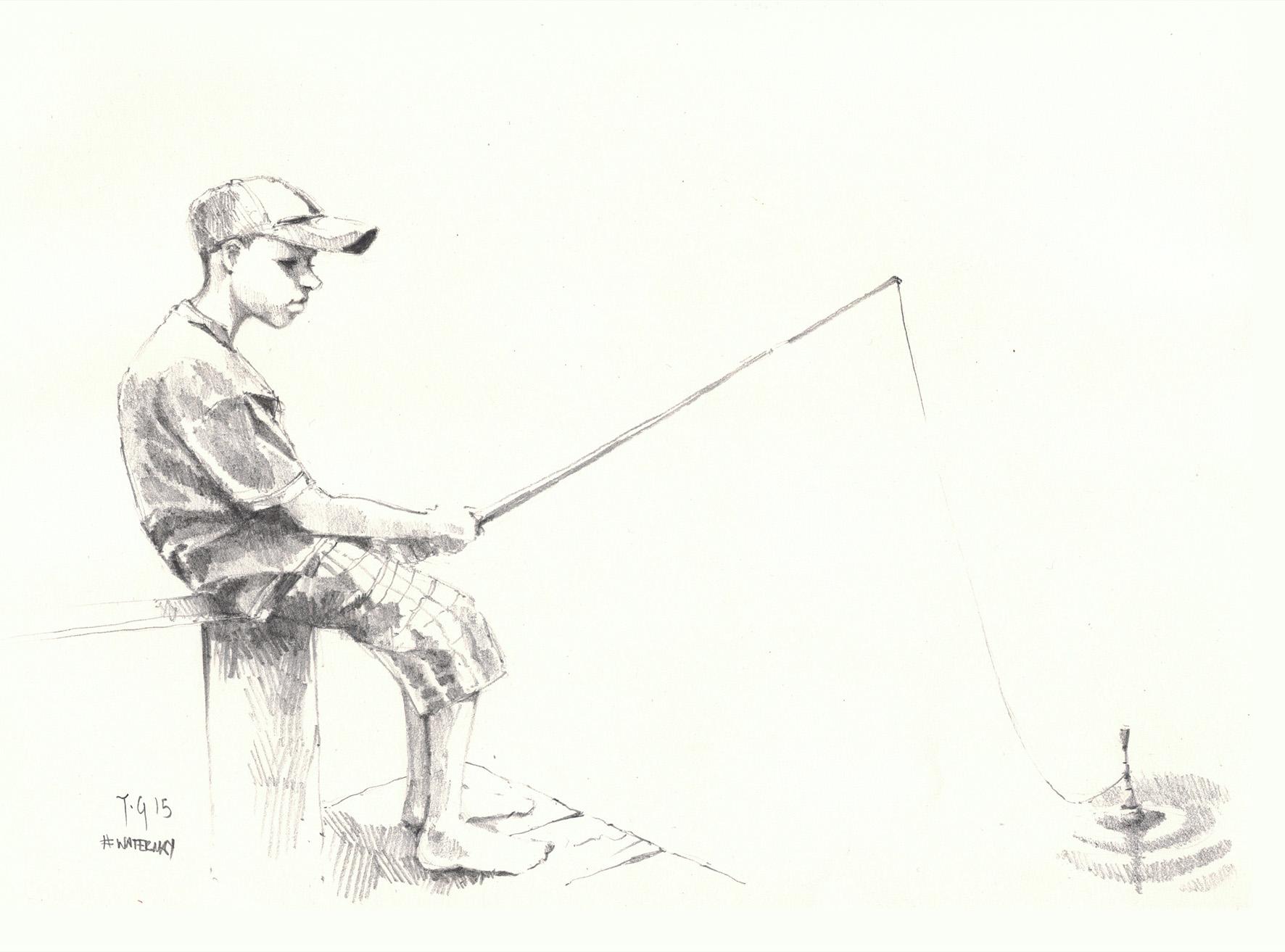 Anthony Greentree on X: #thedailysketch pencil sketch of boy fishing.  #watermay is drawing to a close. Tomorrow is the start of #growjune.   / X