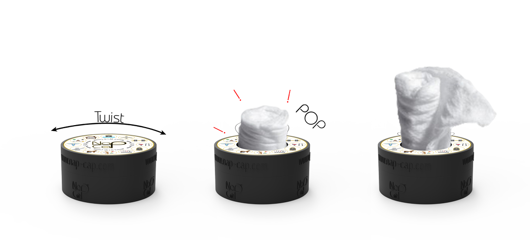 Nap_Cap's tweet photo. NapCap the worlds FIRST TWIST &amp; POP Refreshing Towel Enclosed in a PLA Capsule http://t.co/leyW9ETUry