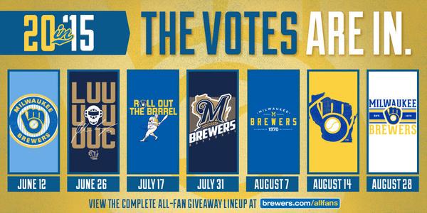 Brewers's tweet photo. RETWEET to win tix to the first T-Shirt Friday game of 2015. You have til 11:59p CT http://t.co/iOd6C68PTS #whiff http://t.co/UMYS0QAg7L