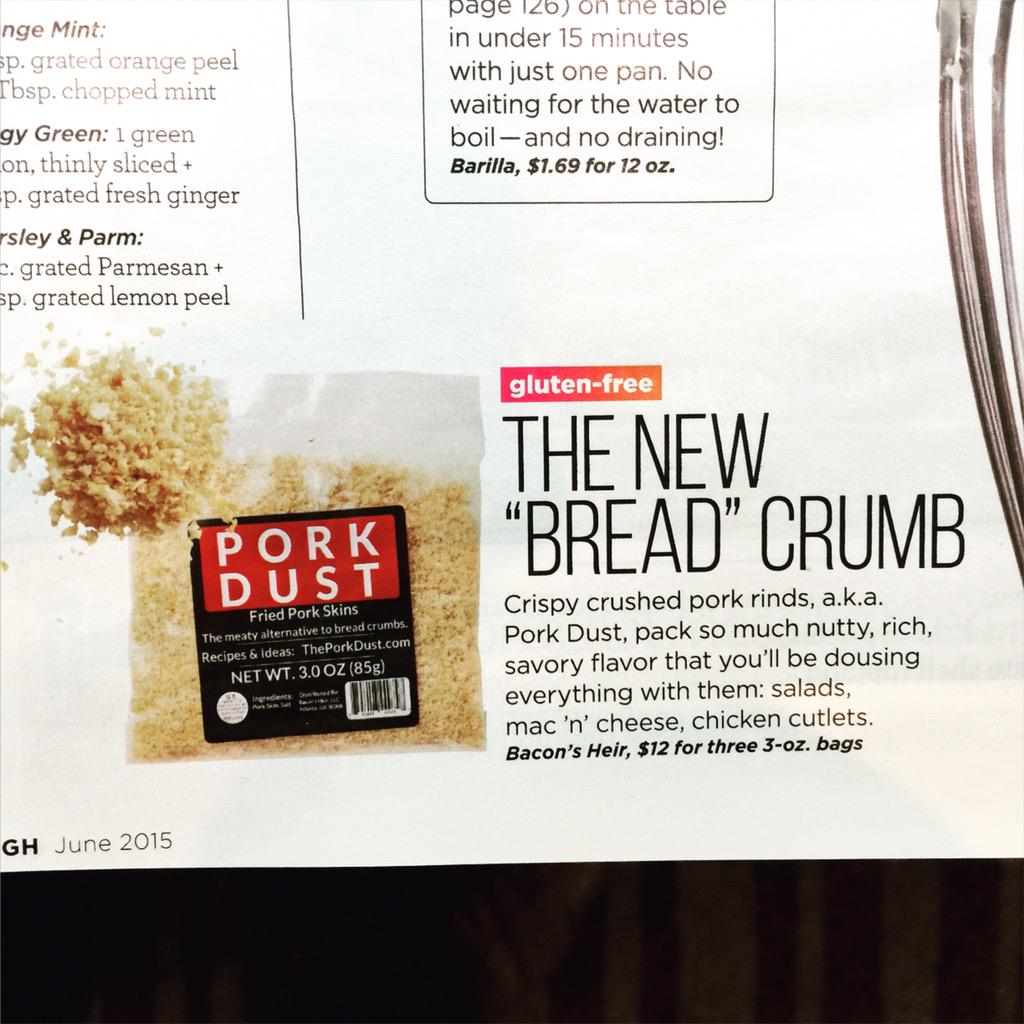 PorkDust's tweet photo. Looks like Pork Dust has the @goodhousemag seal of approval. So excited to see it in the June issue! #porkdust http://t.co/tmMctNj8cD