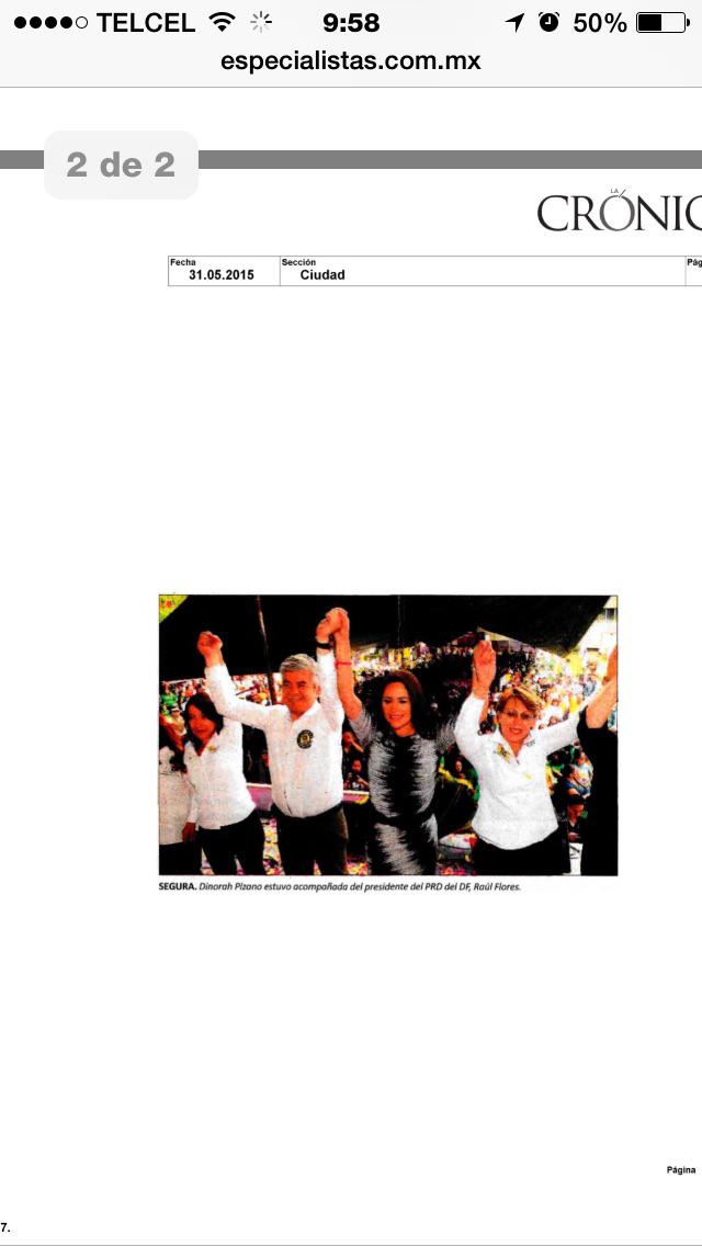 Dinorah_Pizano's tweet photo. La Crónica de Hoy,relata nuestro cierre de campaña ayer con lleno total en la Explanada Delegacional. http://t.co/zI91YuDD1b @mina_matus