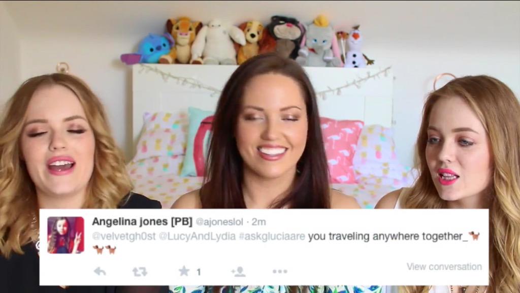ajoneslol's tweet photo. My question was In @velvetgh0st @LucyAndLydia video ahhhh btw those faces😂😍🙀😘 http://t.co/JDKc9rIjCq