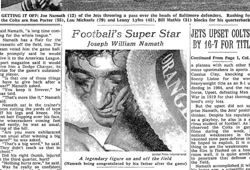 Happy Birthday to Joe Namath. In 1969, NYT called him football\s super star.  