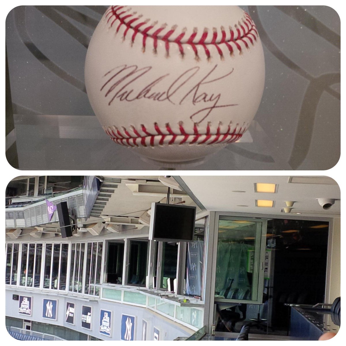 MarkFeit's tweet image. Hey @RealMichaelKay we had a great time at the @Yankees tour. Look what we found!