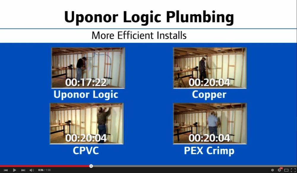 uponor's tweet photo. See the time savings installing an Uponor #PEX #plumbing system over #copper, #CPVC &amp; crimp http://t.co/WLn5aJpYg9 http://t.co/11MWcyjUwr