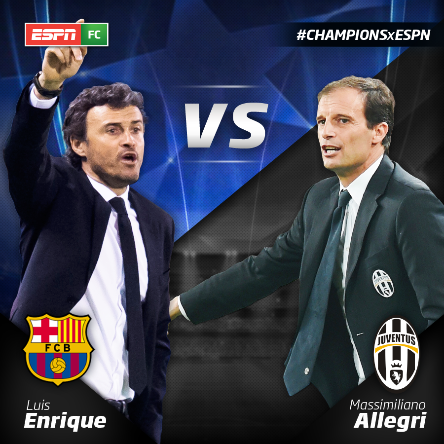 ESPNFutbolClub's tweet photo. ¿Quién ganará la #CHAMPIONSxESPN y conseguirá la Triple Corona? 
RT -> Luis Enrique 
FAV -> Massimiliano Allegri http://t.co/1QVyAngm1r