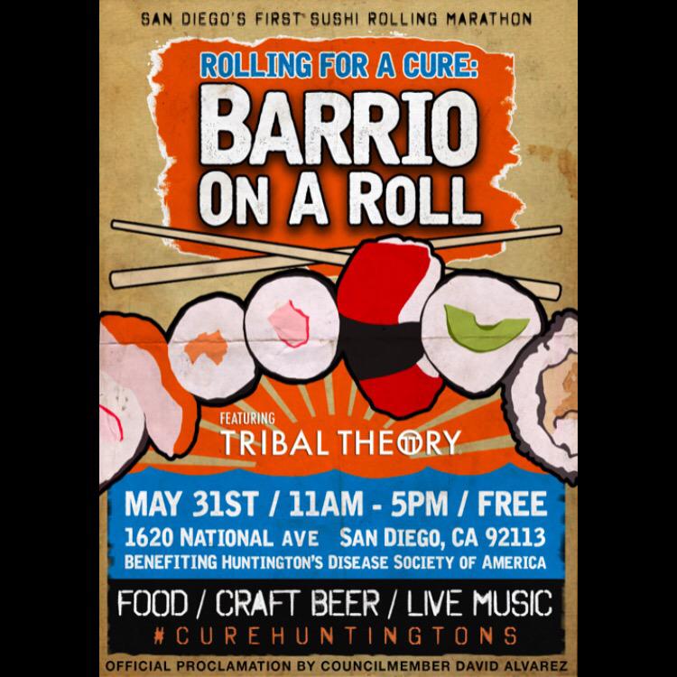 Jaredbkhamilton's tweet image. May 31st officially declared &quot;Barrio On A Roll&quot; Day! Help us support &amp;amp; #CureHuntingtons.

#TribalTheory