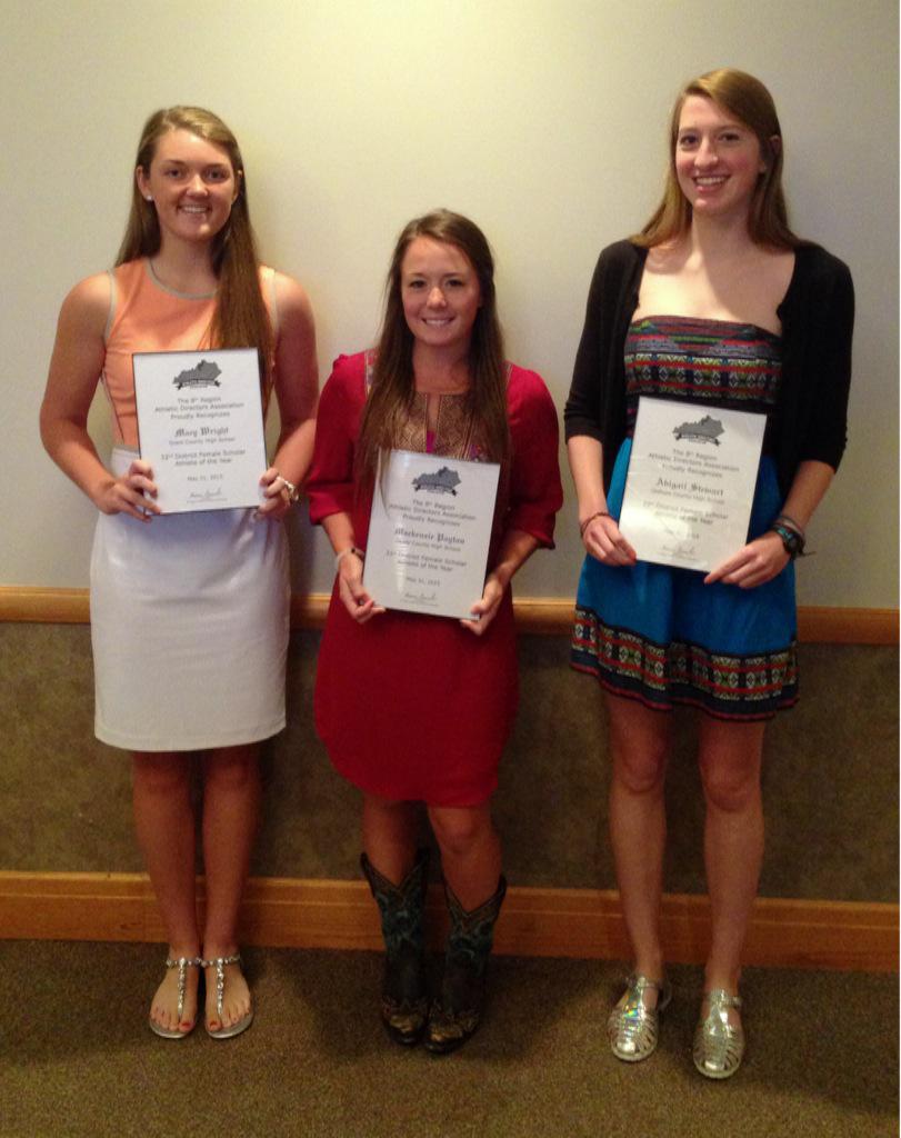 2015 8th Region AD Assoc. District Female Scholar Athletes of Year
@MacyLane20
<a href="/MacKenziePeyton/">MacKenzie Peyton</a>
<a href="/absstew202/">Abigail Stewart</a>