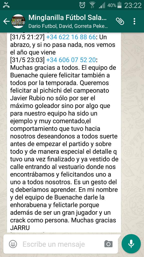 JarruR's tweet photo. Para mi es un orgullo k @buenachefutsal  piense esto de mi. Muchimas gracias fenomenos http://t.co/y24lqhR0x2
