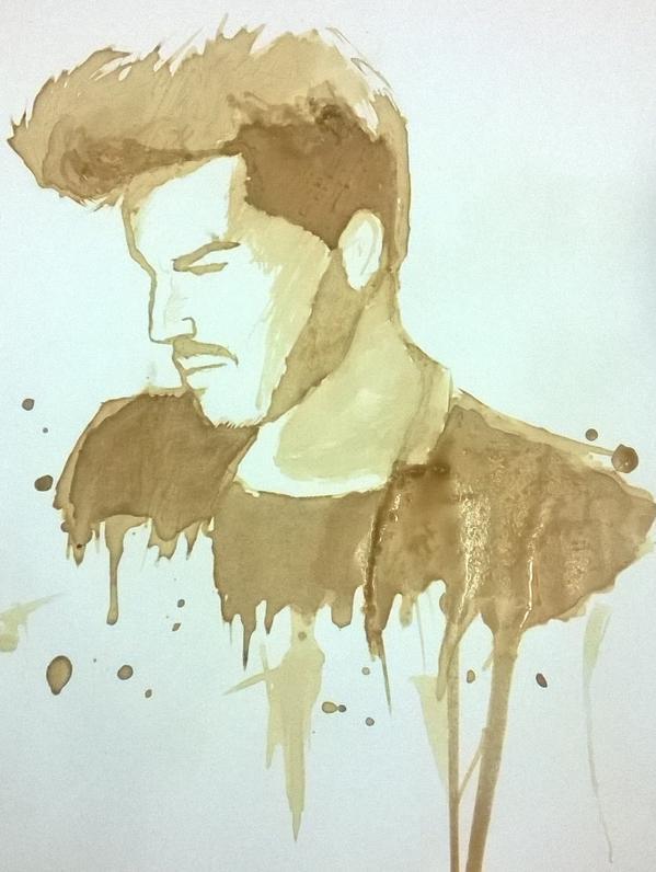 ladyoz84's tweet photo. NEW POST  in Adamtopia FanArt Gallery http://t.co/JCgF9O3OZb Painted with COFFEE @adamlambert by  @ZergAncient http://t.co/AcBTQRWFb3