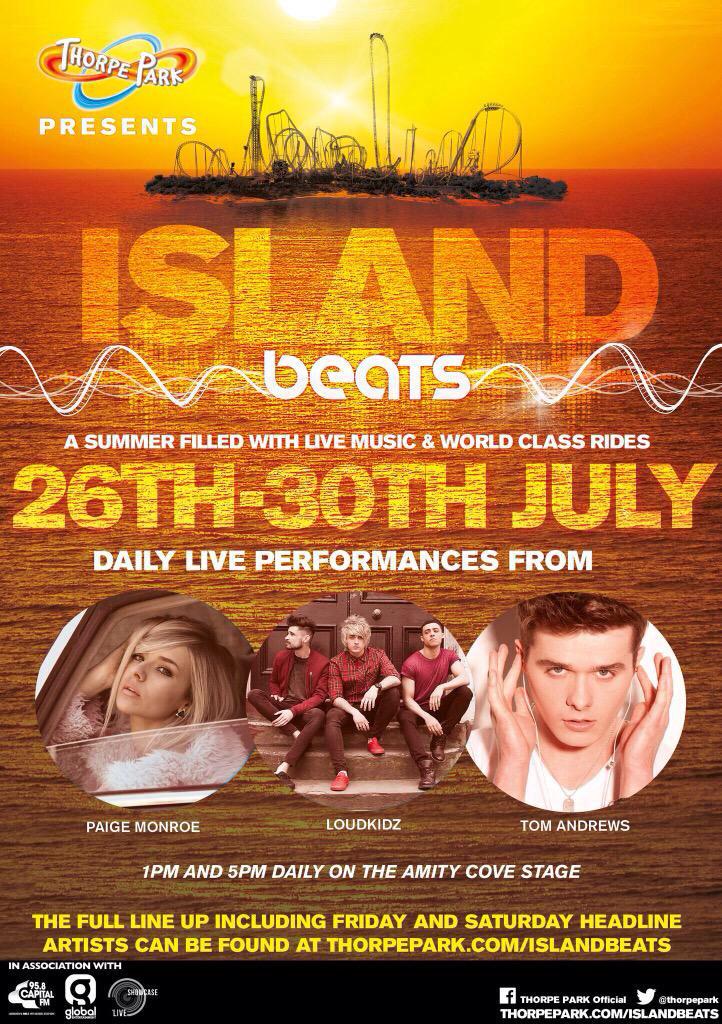 See @TomAndrewsMusic LIVE. Tom will be performing daily #IslandBeats at <a href="/THORPEPARK/">Thorpe Park Official</a> 26th-30th July <a href="/ShowcaseLive/">Showcase Live</a>