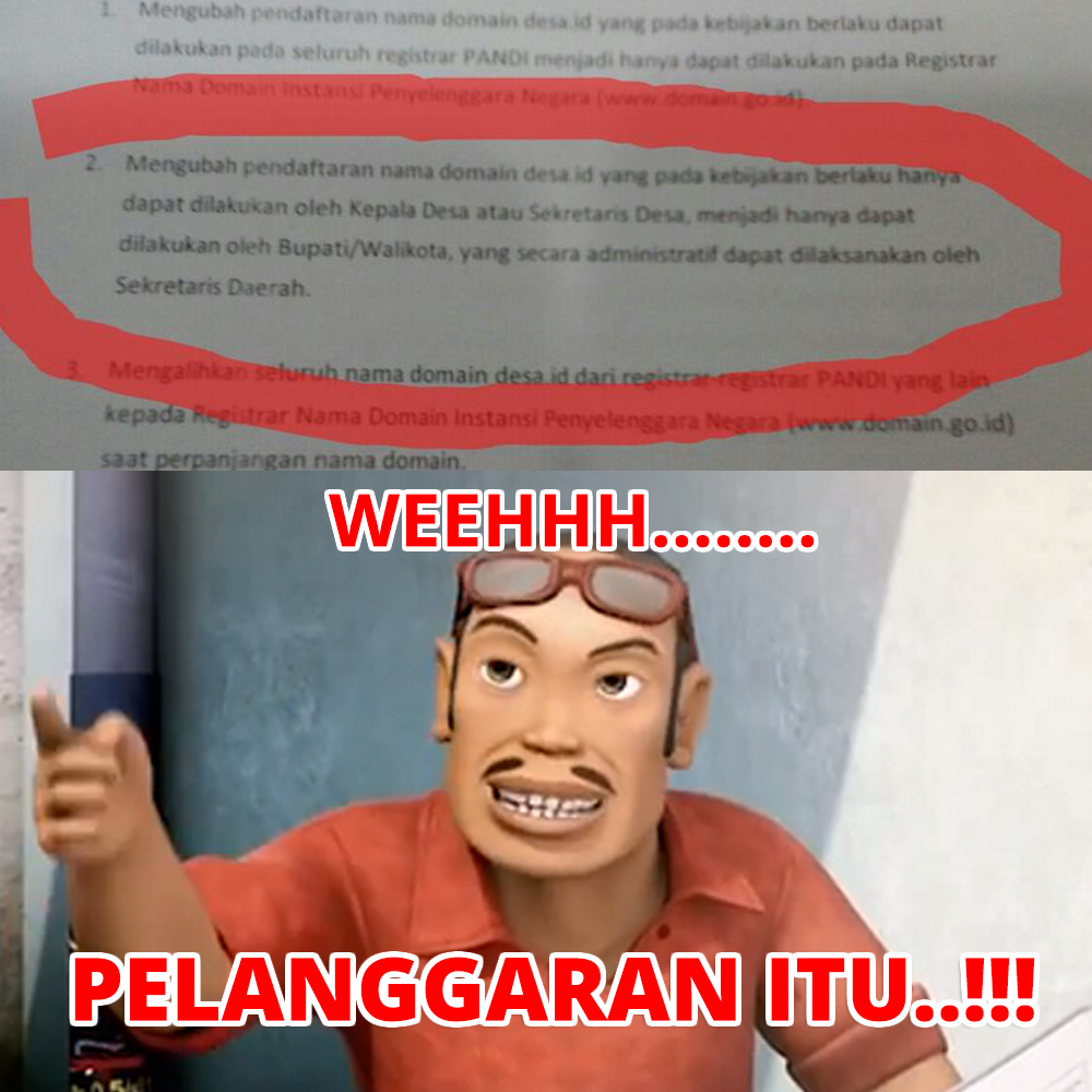 wehh...pelanggaran itu.. #savedesaid #PANDI4 <a href="/rudiantara_id/">Rudiantara</a> <a href="/kemkominfo/">Kementerian Komedi Infotainment</a> <a href="/Desa_ID/">Domain DESA</a>