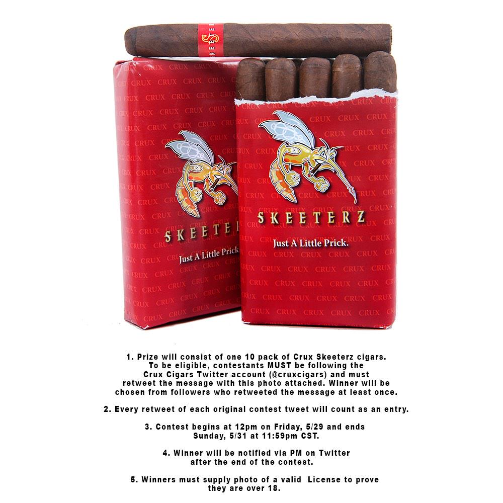 CruxCigars's tweet photo. .#FreeCruxWeekend is on! Follow @CruxCigars & retweet this message for a chance to win a 10 pack of #Skeeterz! Rules: http://t.co/yLD4S0bQPq