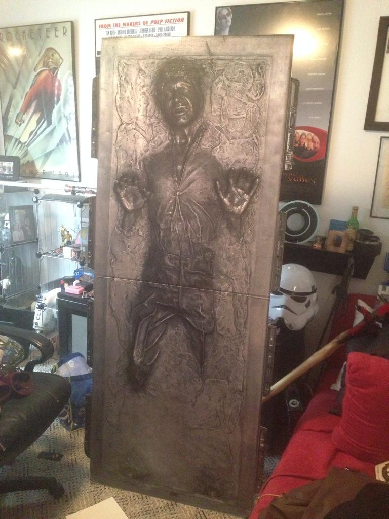 BrianSikoff's tweet image. #geekoverload #hansolo #StarWars  #hansoloincarbonite my den just hit geek overload :)
