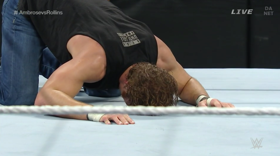 JonMoxleyDotNet's tweet image. Dean hits Rollins with the Dirty Deeds.. and wins! Your New Champion!.. or.. #WWEChamber