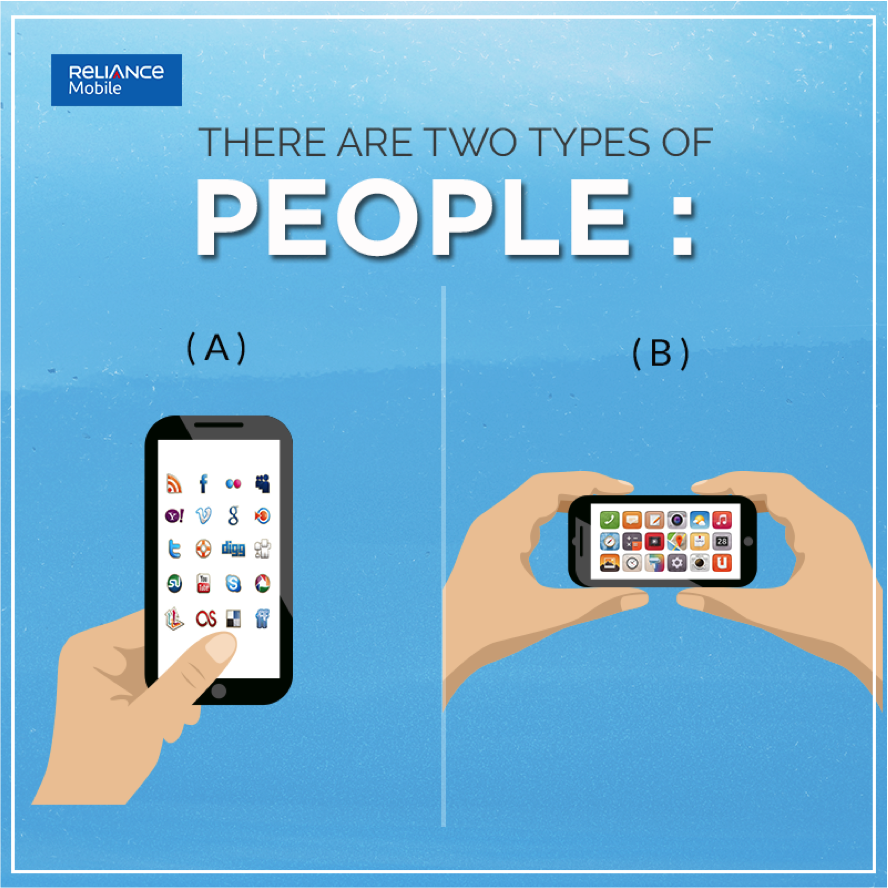 RelianceMobile's tweet image. Portrait or landscape. What’s your preference – A or B? #TwoTypes