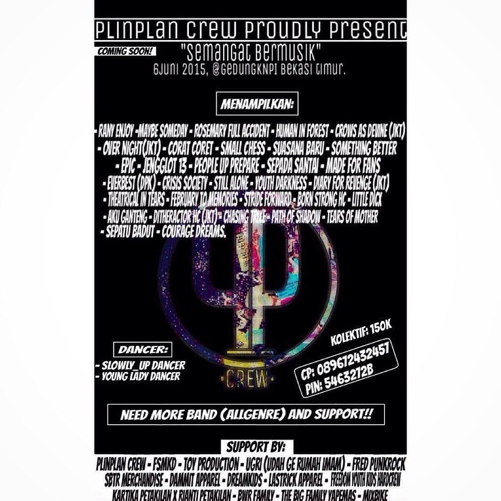 Sabtu ini kita bakal main di GEDUNG KNPI KOTA BEKASI..ayo rapatkan barisan..siapa yg belom pesan kaos kami ayo pesan