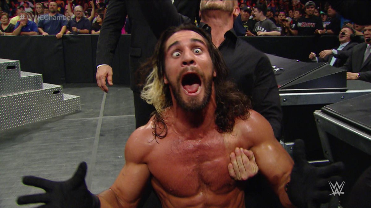 WWEUniverse's tweet photo. This sums up @WWERollins' thoughts on his night at #WWEChamber.
  @TheDeanAmbrose @WWERomanReigns http://t.co/Vw1XwJxRrk