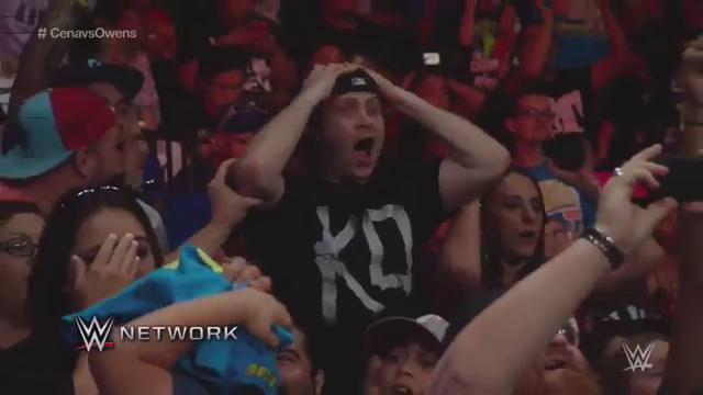 WWE's tweet image. The faces of shock as @FightOwensFight defeated @JohnCena at #WWEChamber! #CenaVsOwens @WWENXT