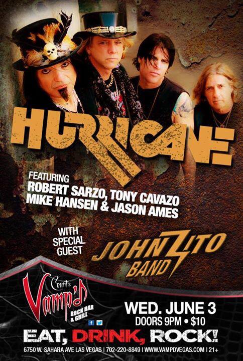 VampdVegas's tweet photo. a #HURRICANE is coming! @VampdVegas @SarzoRobert #Sarzo #Cavazo #Hansen #Ames @zito_john band Wednesday! #ROCK http://t.co/ZVjn2mTQYj