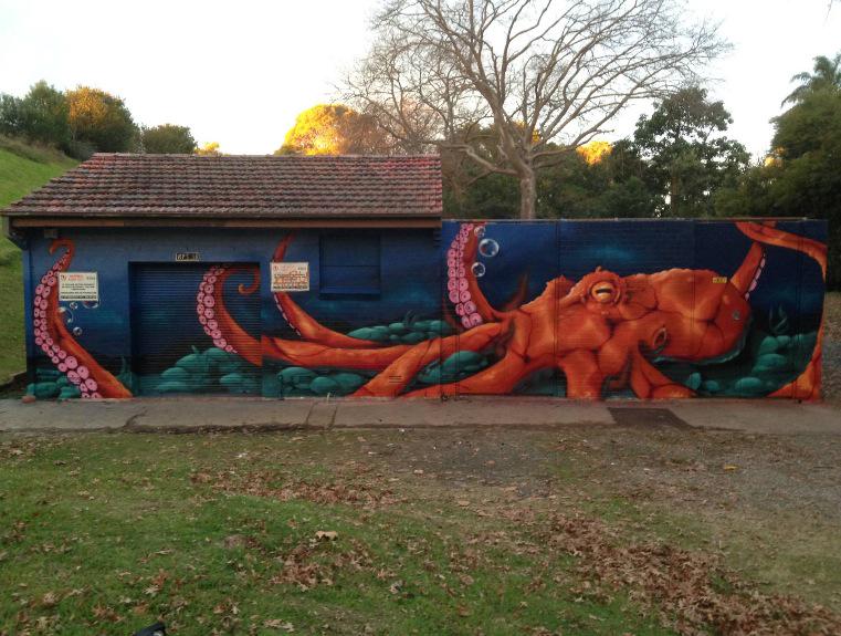 A new mural commissioned by <a href="/SydneyWaterNews/">Sydney Water</a> ..this time in Killara, Sydney. Painted by Krimsone #streetart