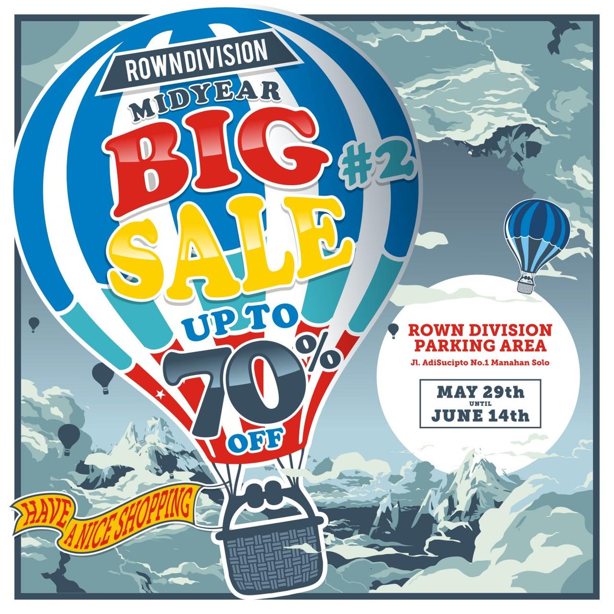 rown_store's tweet photo. #Day4 
MID YEAR BIG SALE #2
UP TO 70% OFF !
At ROWN DVSN Parking Area
cc : @solo_radio @SoloThok @AgendaSOLO http://t.co/5i6qGb4WfI