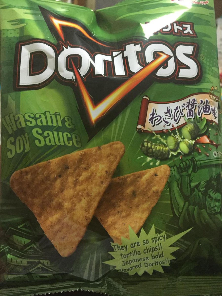 IntrovertNathan's tweet image. Wasabi and soy sauce Doritos. They taste like sushi.