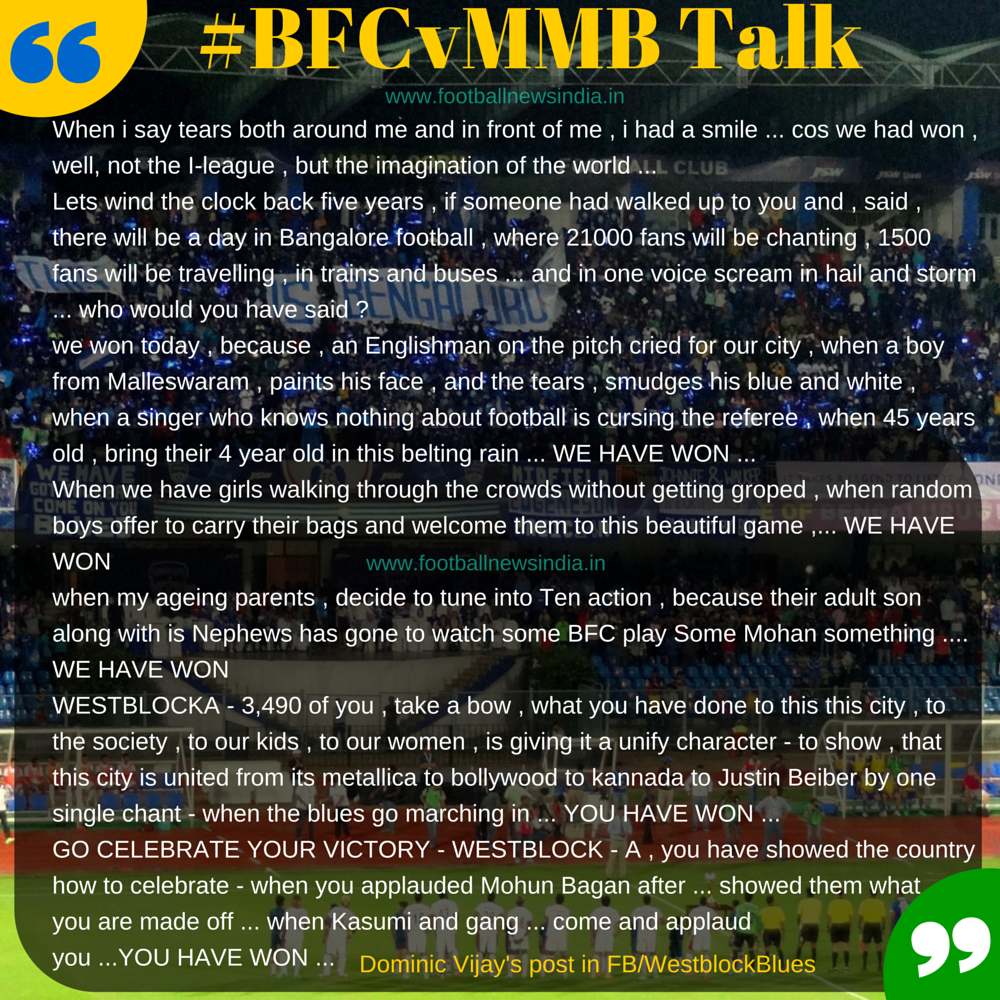 fni's tweet photo. #Fanspeak on @WestBlockA_BFC - who was at their boisterous best yesterday - #Indianfootball #HeroIleague #BFCvMMB http://t.co/utpH3HDtVn