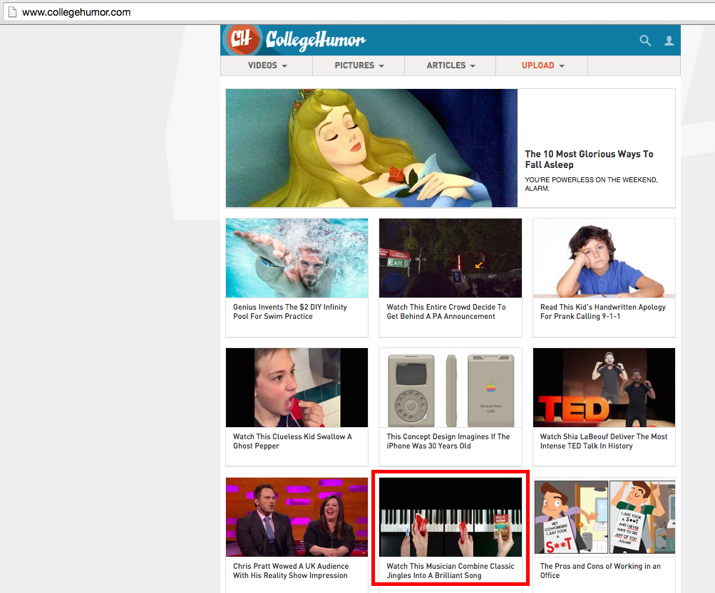 gwwoolard's tweet photo. My latest video makes the front page of College Humor, along with Clueless Kid Swallows a Ghost Pepper. http://t.co/GKKen0tcZi